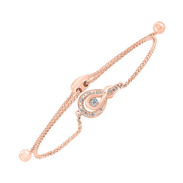 Silver White Yellow Rose Gold-Silver Diamond 1/20Ctw Bracelet