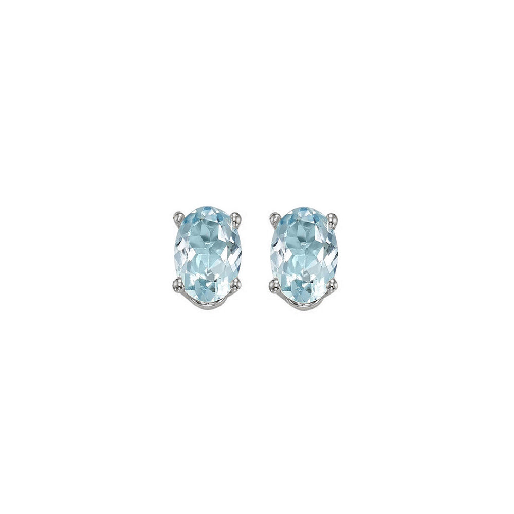 14Kt White Gold Aquamarine (7/8 Ctw) Earring