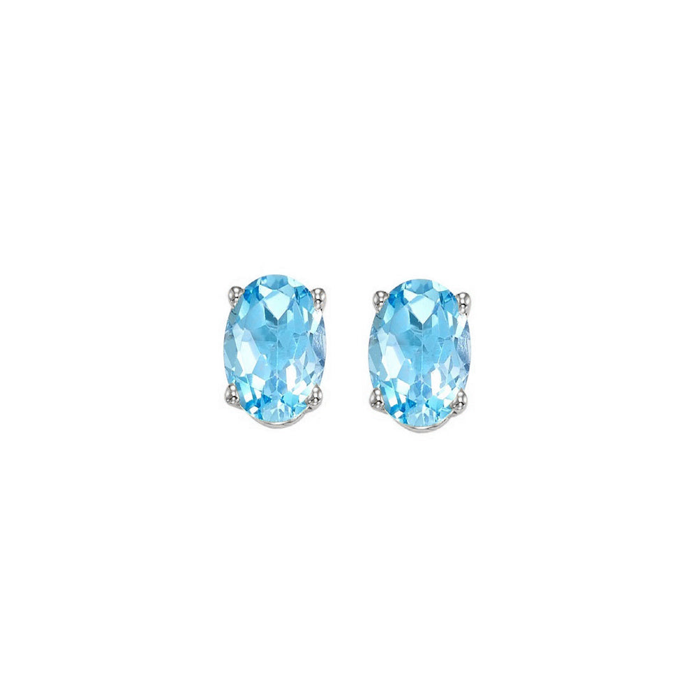 14Kt White Gold Blue Topaz (7/8 Ctw) Earring