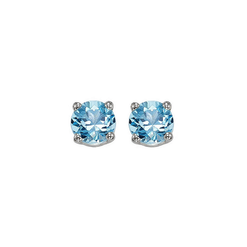 14Kt White Gold Blue Topaz (1 Ctw) Earring