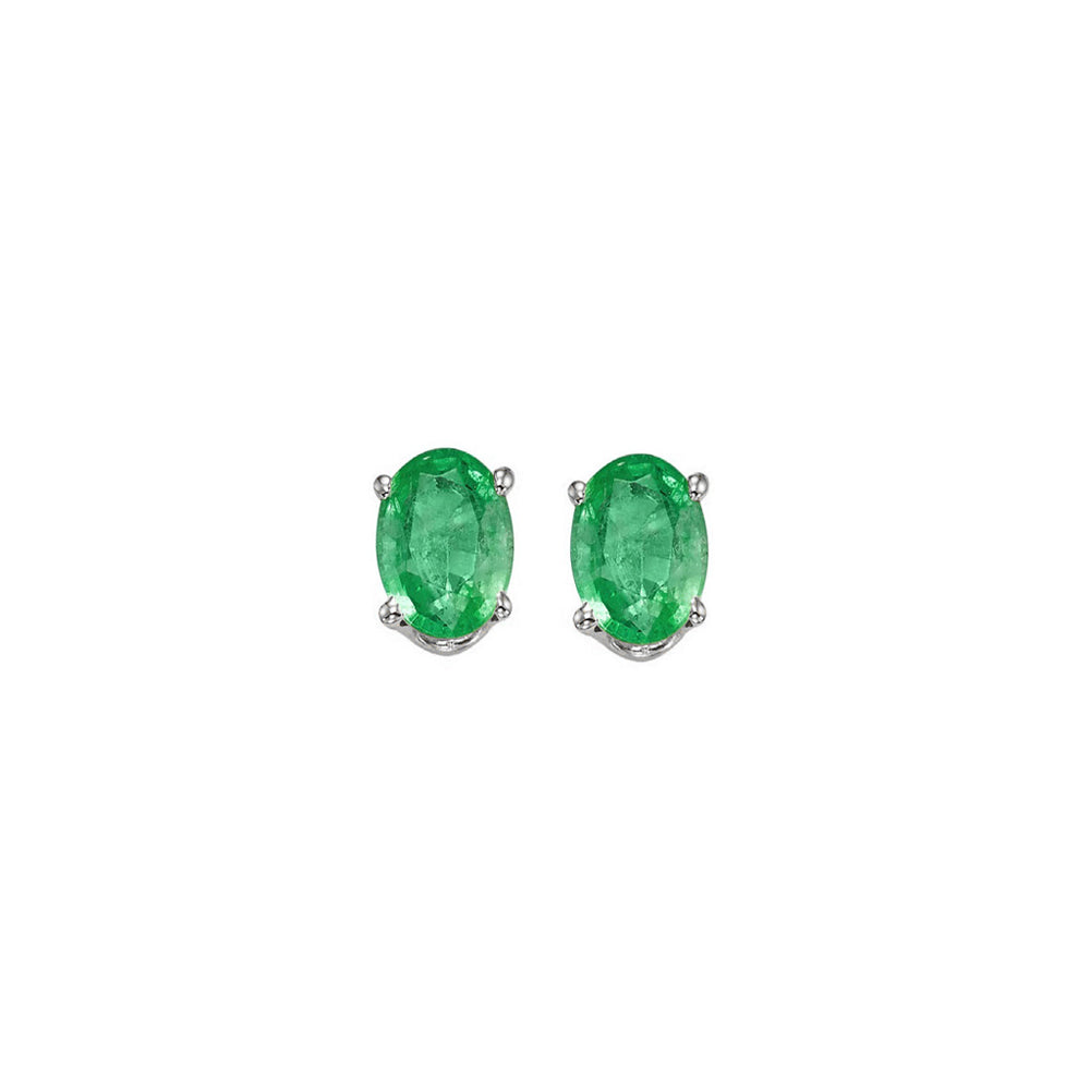 14Kt White Gold Emerald (7/8 Ctw) Earring