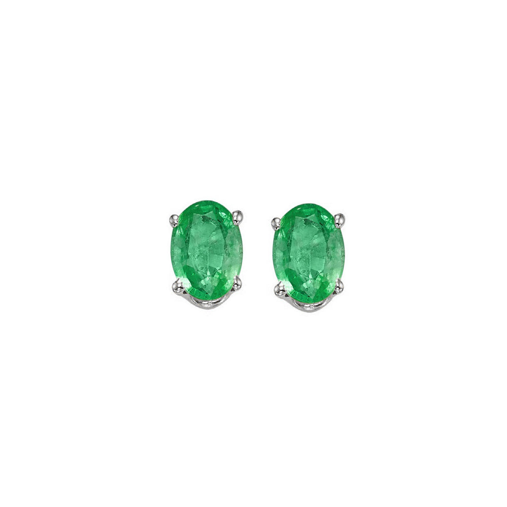 14Kt White Gold Emerald (7/8 Ctw) Earring