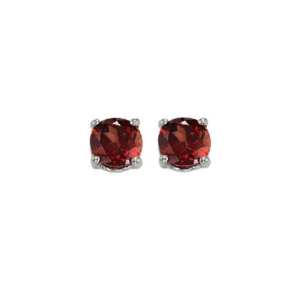 14Kt White Gold Garnet (1 Ctw) Earring