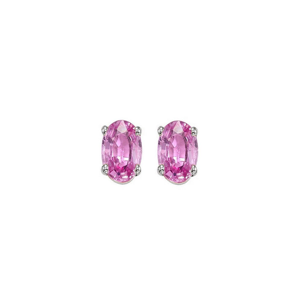 14Kt White Gold Pink Sapphire (7/8 Ctw) Earring