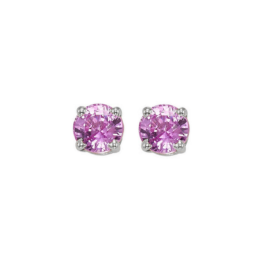 14Kt White Gold Pink Sapphire (1 Ctw) Earring