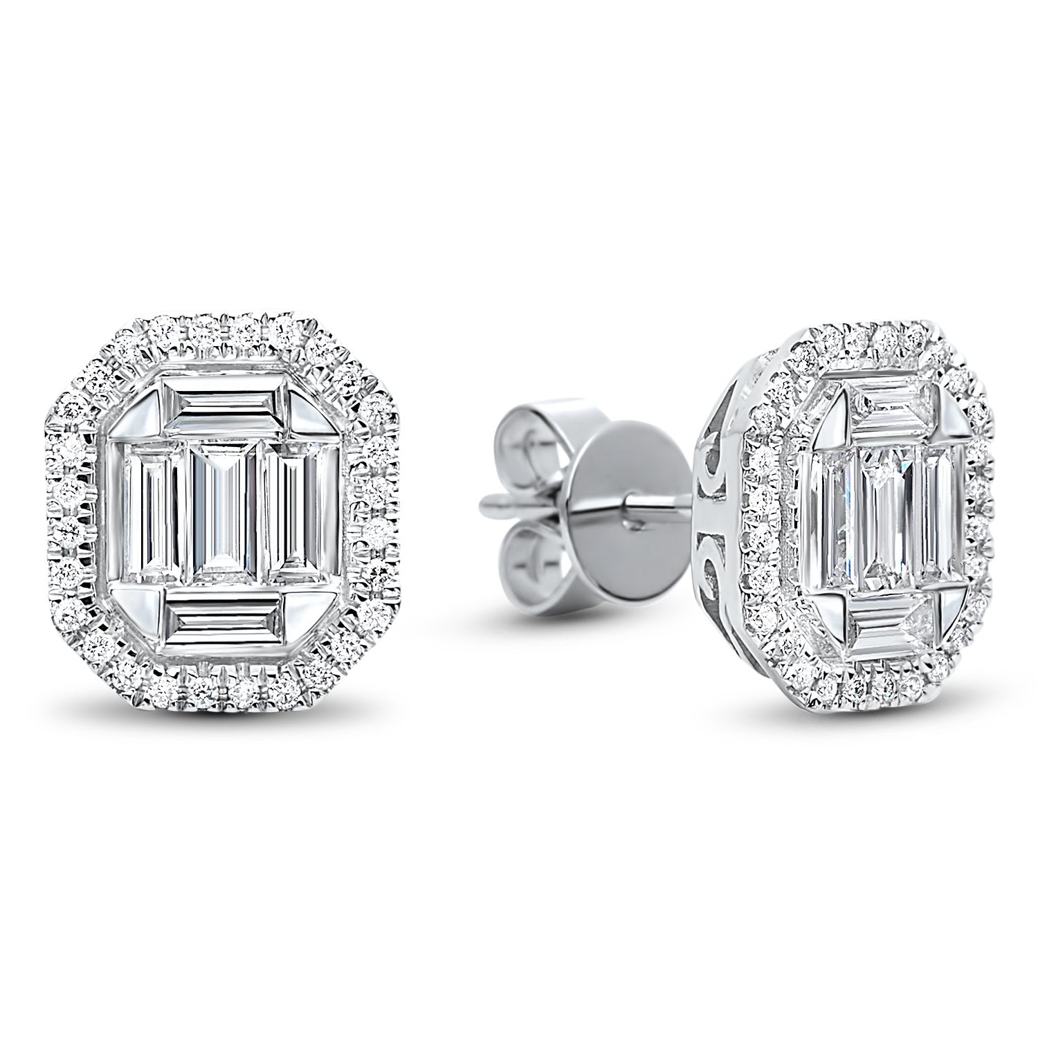 14K White Gold Diamond Earrings 3/4 ct