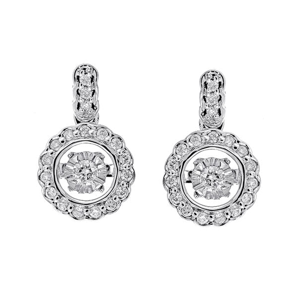 Mix Metal W-Gold Silver Diamond (1/6Ctw) Earring