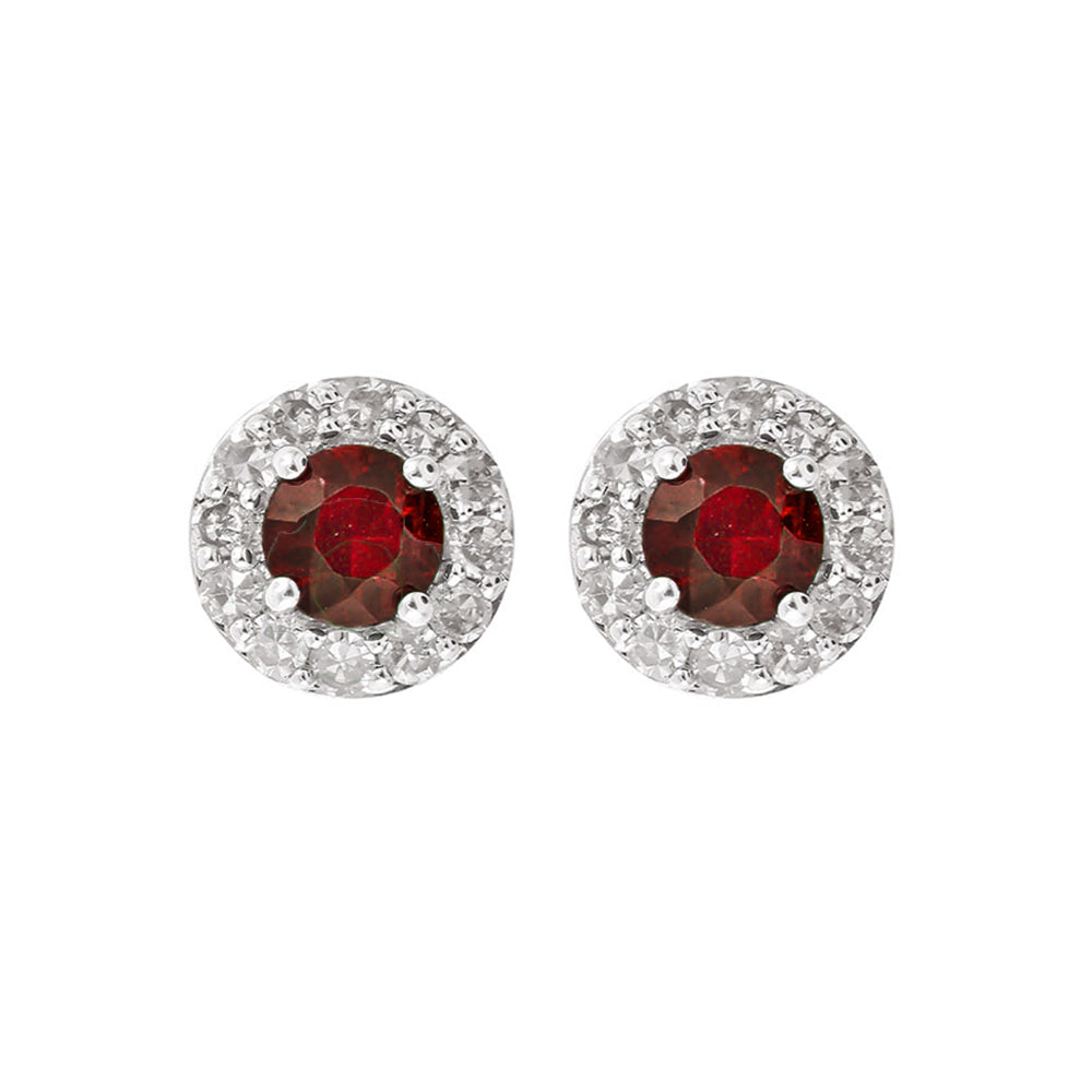 10Kt White Gold Diamond 1/6Ctw & Ruby 1/3Ctw Earring