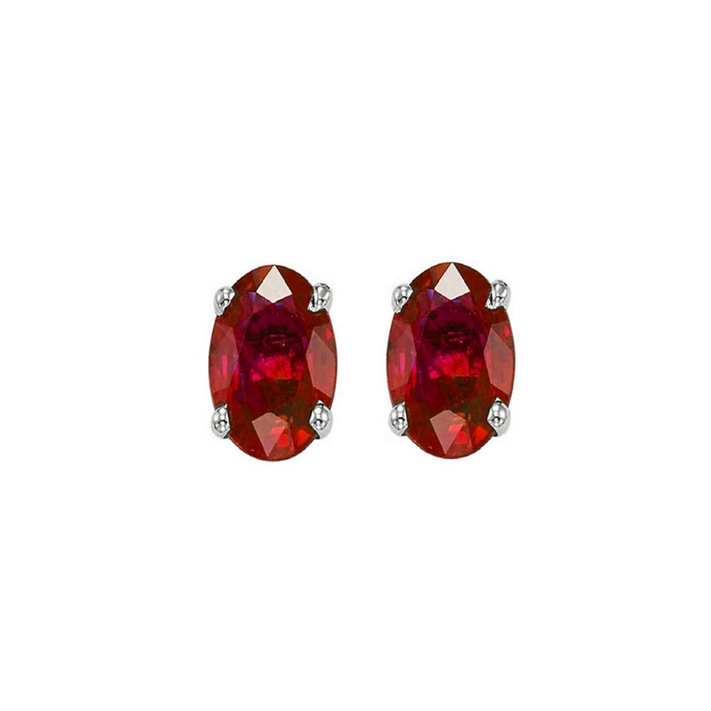 14Kt White Gold Ruby (1 Ctw) Earring