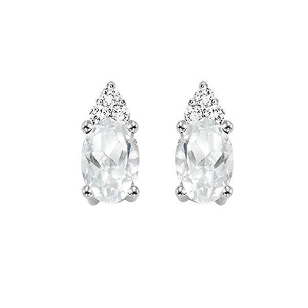 10Kt White Gold Diamond (1/20Ctw) & White Topaz (5/8 Ctw) Earring