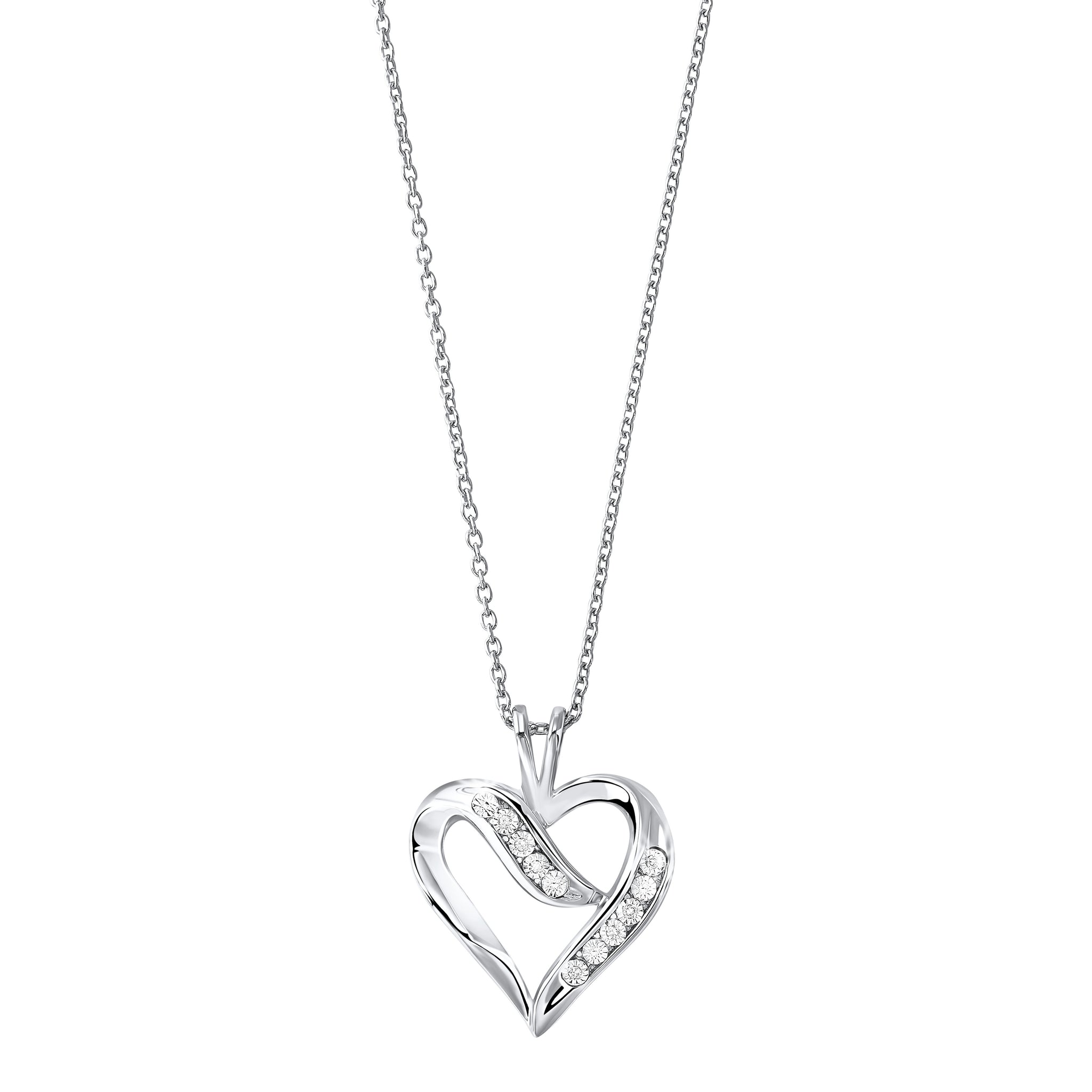 Silver Diamond Heart Pendant