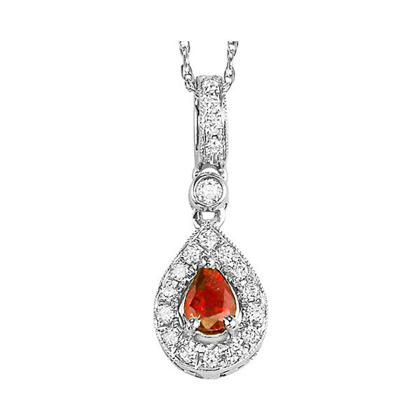 14Kt White Gold Diamond (1/10Ctw) & Ruby (1/6 Ctw) Pendant