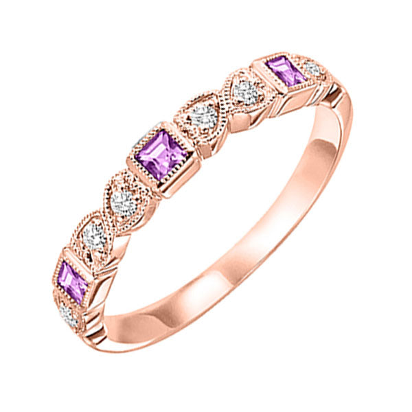 10Kt Rose Gold Diamond (1/12Ctw) & Pink Sapphire (1/8 Ctw) Ring