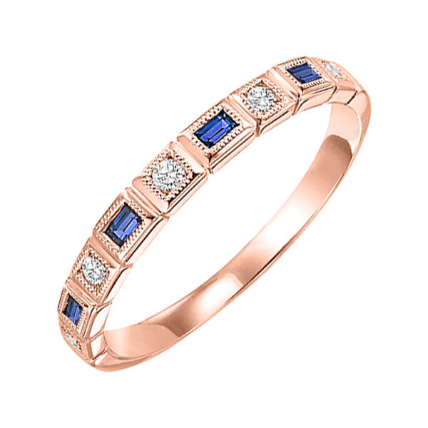 10Kt Rose Gold Diamond (1/20Ctw) & Sapphire (1/8 Ctw) Ring