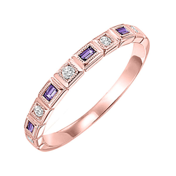 10Kt Rose Gold Diamond (1/10Ctw) & Amethyst (1/8 Ctw) Ring