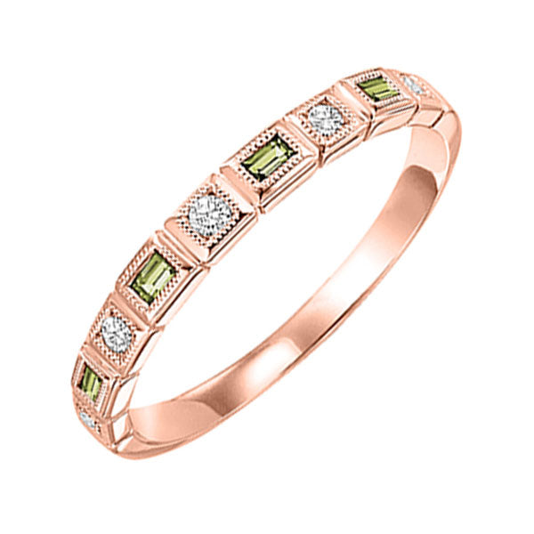 10Kt Rose Gold Diamond (1/10Ctw) & Peridot (1/6 Ctw) Ring