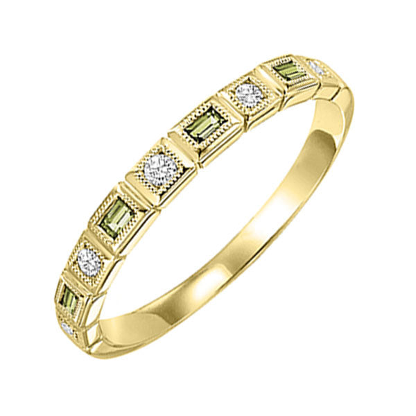 10Kt Yellow Gold Diamond (1/10Ctw) & Peridot (1/6 Ctw) Ring