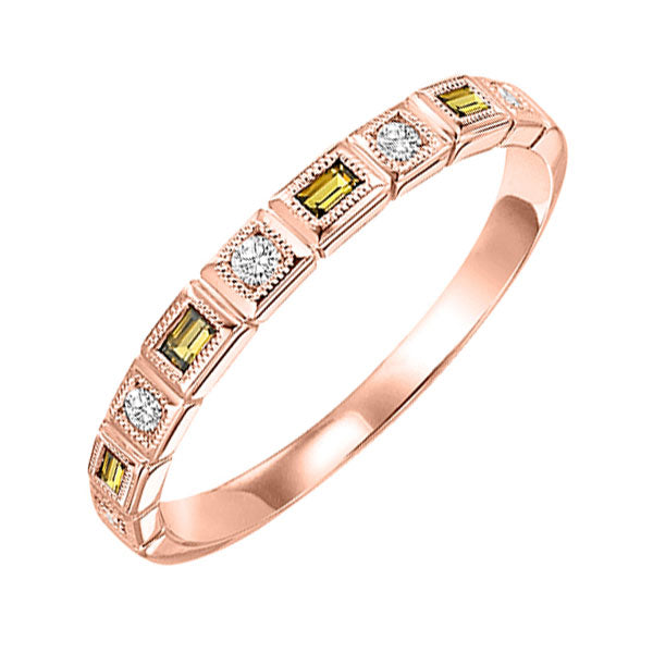 10Kt Rose Gold Diamond (1/10Ctw) & Citrine (1/8 Ctw) Ring