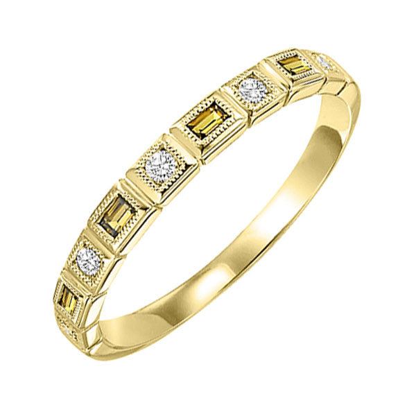 10Kt Yellow Gold Diamond (1/10Ctw) & Citrine (1/8 Ctw) Ring