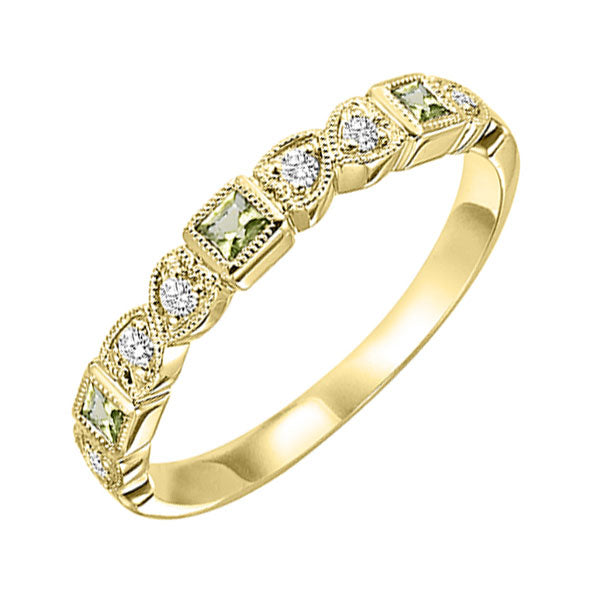 10Kt Yellow Gold Diamond (1/12Ctw) & Peridot (1/6 Ctw) Ring