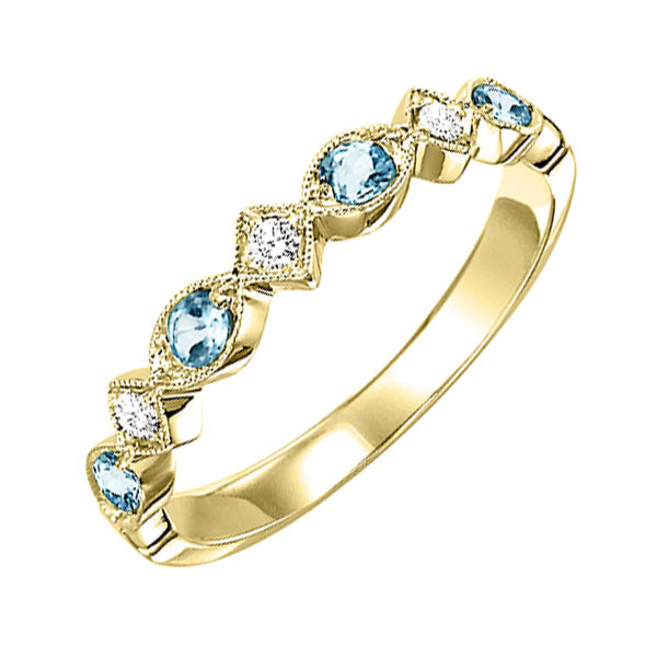 10Kt Yellow Gold Diamond (1/20Ctw) & Blue Topaz (1/6 Ctw) Ring