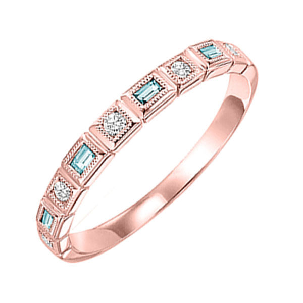 14Kt Rose Gold Diamond (1/10Ctw) & Blue Topaz (1/6 Ctw) Ring