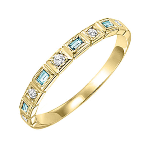 14Kt Yellow Gold Diamond (1/10Ctw) & Blue Topaz (1/6 Ctw) Ring