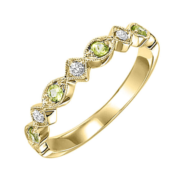 14Kt Yellow Gold Diamond (1/20Ctw) & Peridot (1/6 Ctw) Ring