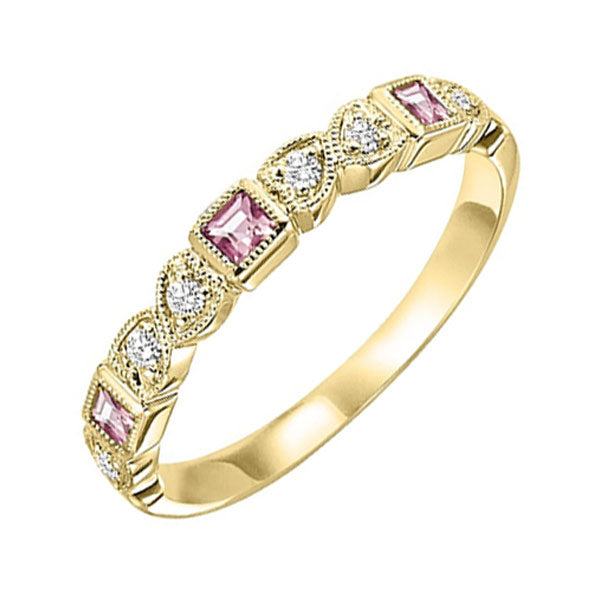 10Kt Yellow Gold Diamond (1/10Ctw) & Syn Alexandrite (1/6 Ctw) Ring