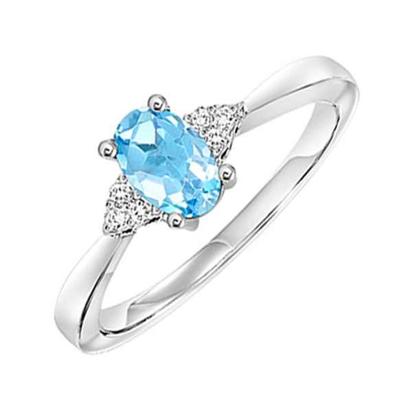 10Kt White Gold Diamond (1/20Ctw) & Blue Topaz (1/2 Ctw) Ring