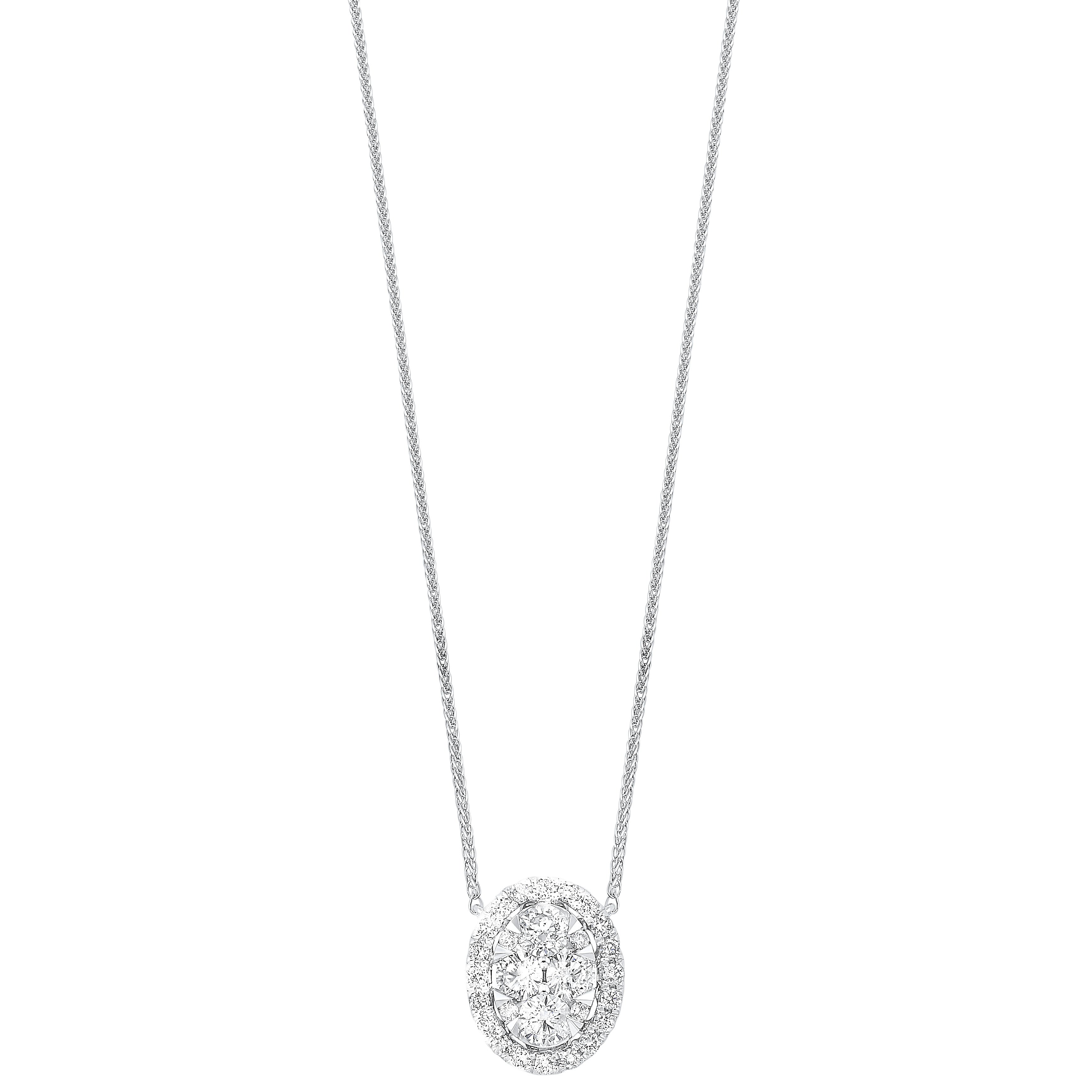 14K Oval Diamond Pendant