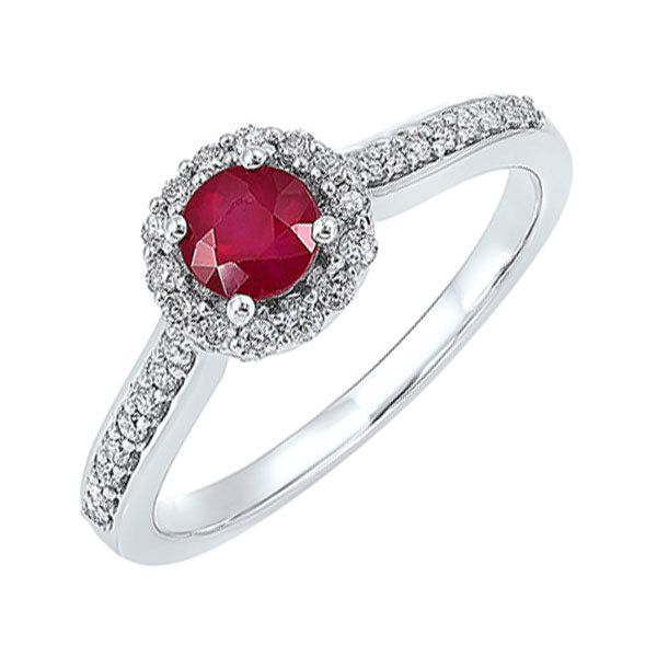 14Kt White Gold Diamond (1/3Ctw) & Ruby (1/3 Ctw) Ring