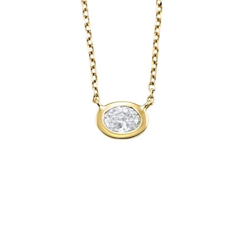 14K Yellow GoldDiamond Oval Pendant 1/10 ct