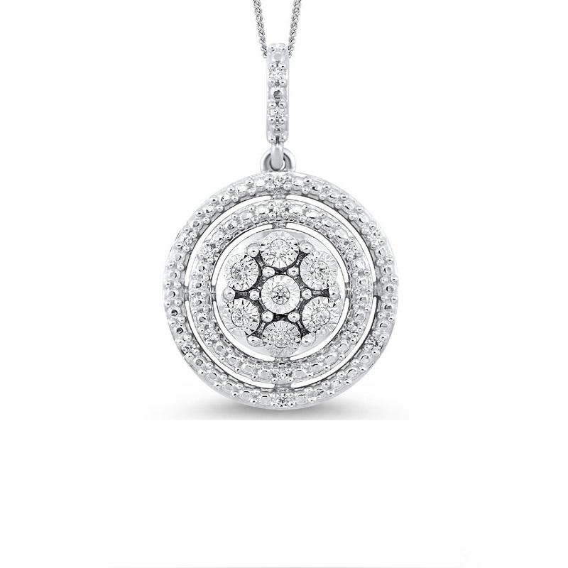 Silver Diamond Pendant 1/10 ct