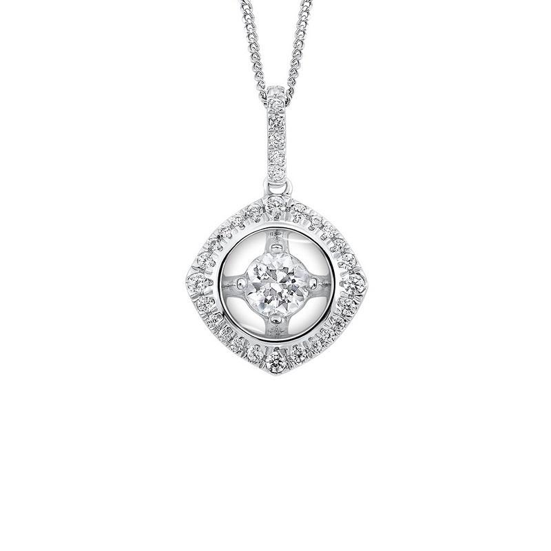 10K White Gold Diamond Pendant 1/7 ct