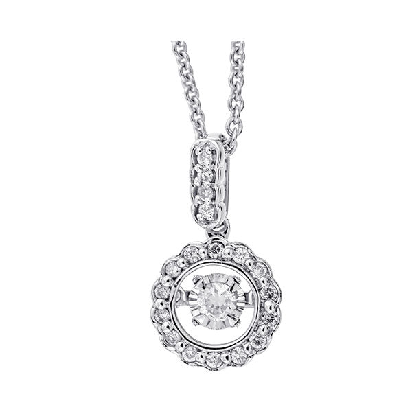 Mix Metal W-Gold Silver Diamond (1/8Ctw) Pendant