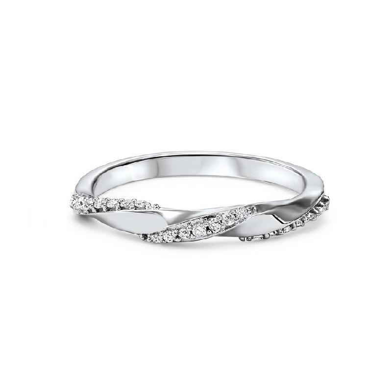 14K White Gold Diamond Criss-Cross Ring - 1/10 ct.