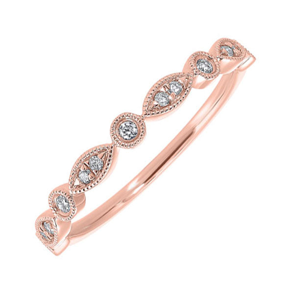 14Kt Pink Gold Diamond (1/10 Ctw) Ring