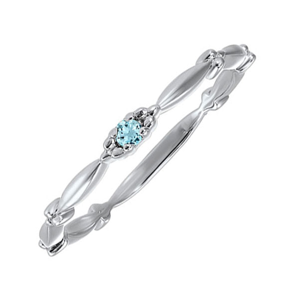 10Kt White Gold Aquamarine (1/20 Ctw) Ring