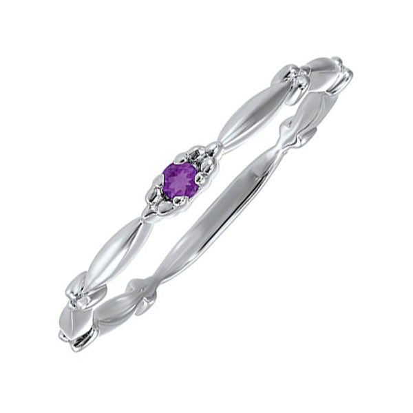 10Kt White Gold Amethyst (1/20 Ctw) Ring