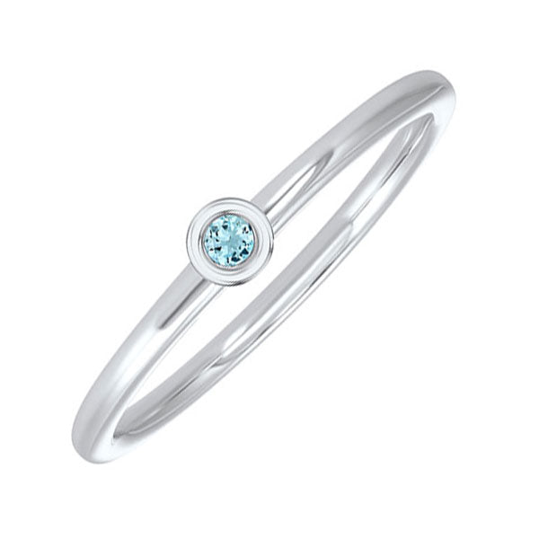 10Kt White Gold Aquamarine (1/20 Ctw) Ring