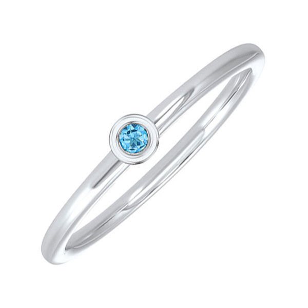 10Kt White Gold Blue Topaz (1/20 Ctw) Ring