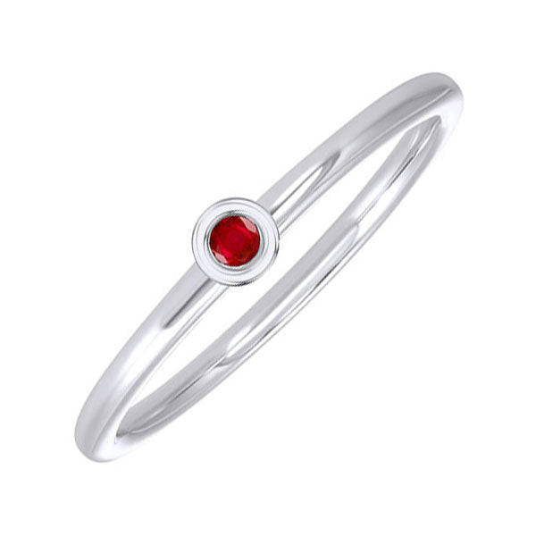 10Kt White Gold Ruby (1/20 Ctw) Ring