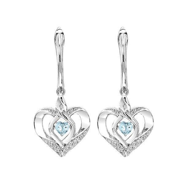 Silver Diamond (1/50 Ctw) & Created-Aquamarine (1/4 Ctw) Earring