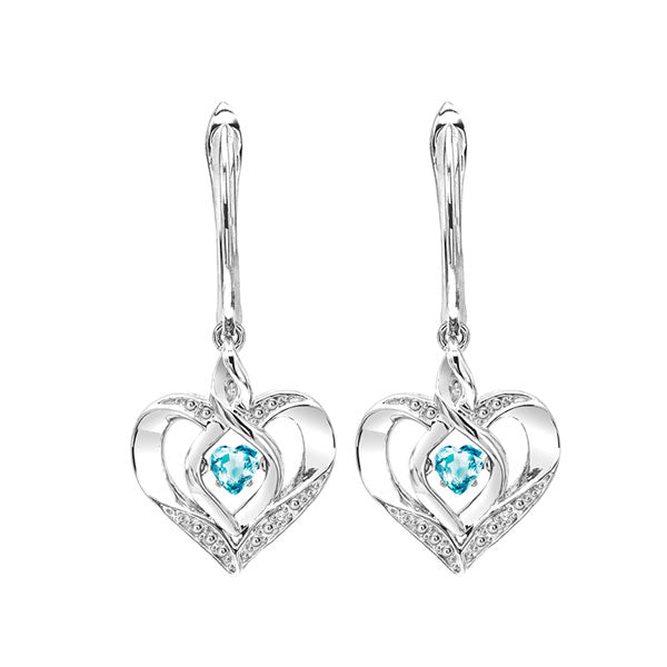 Silver Diamond (1/50 Ctw) & Createdblue Topaz Earring