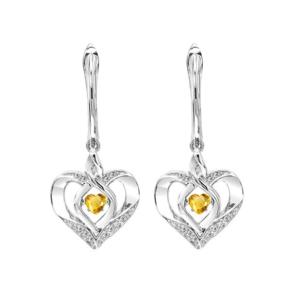 Silver Diamond (1/50 Ctw) & Created-Citrine Earring