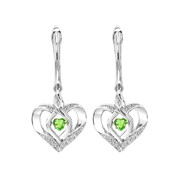 Silver Diamond (1/50 Ctw) & Createdperidot Earring