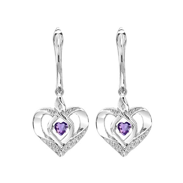 Silver Diamond (1/50 Ctw) & Created-Amethyst Earring